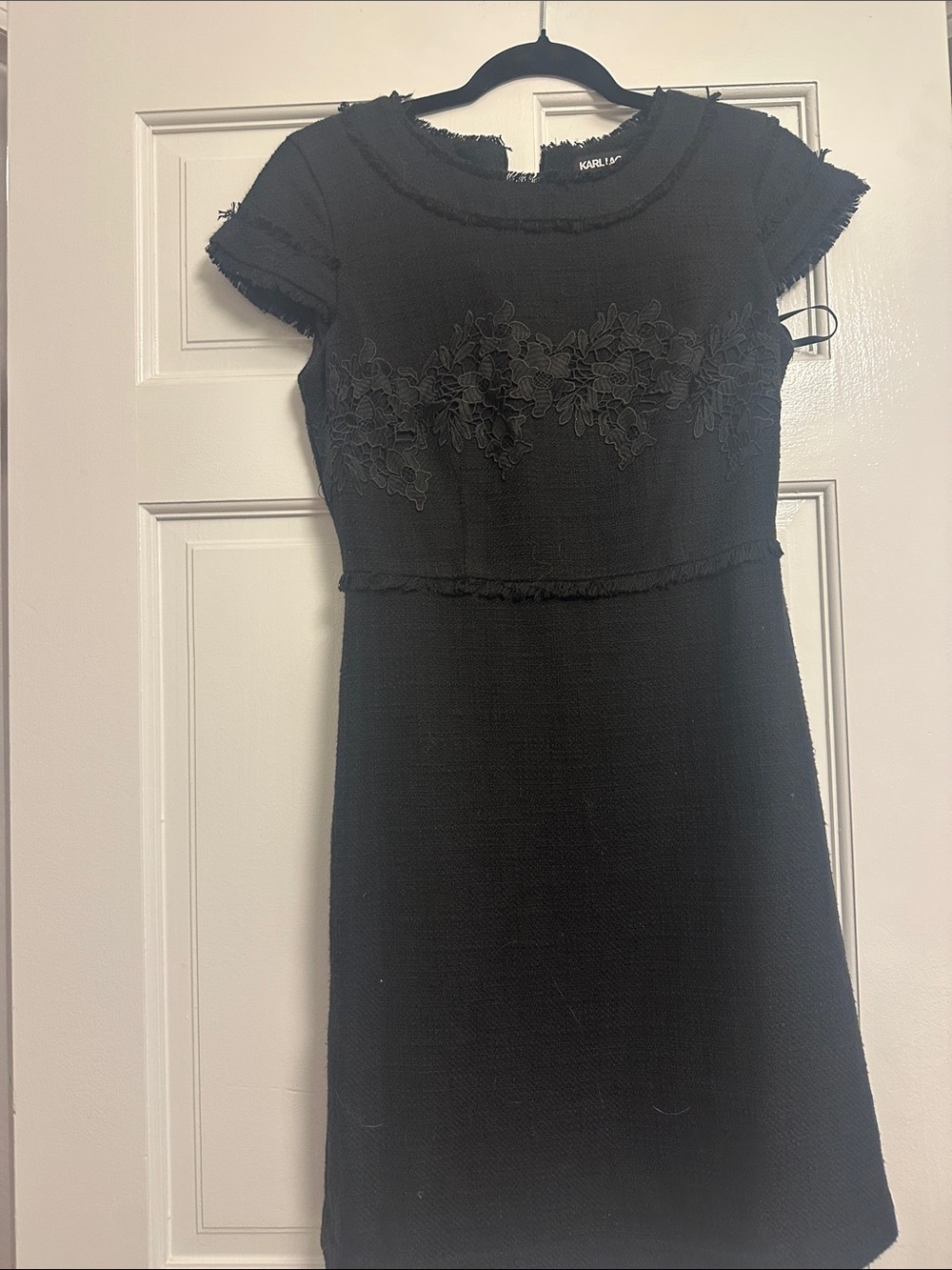 Karl Lagerfeld Black Floral Appliqué Mini Dress size 2